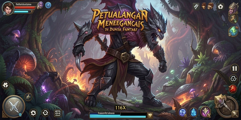 Screenshot gameplay 116X yang menunjukkan aksi petualangan seru di dunia fantastis.