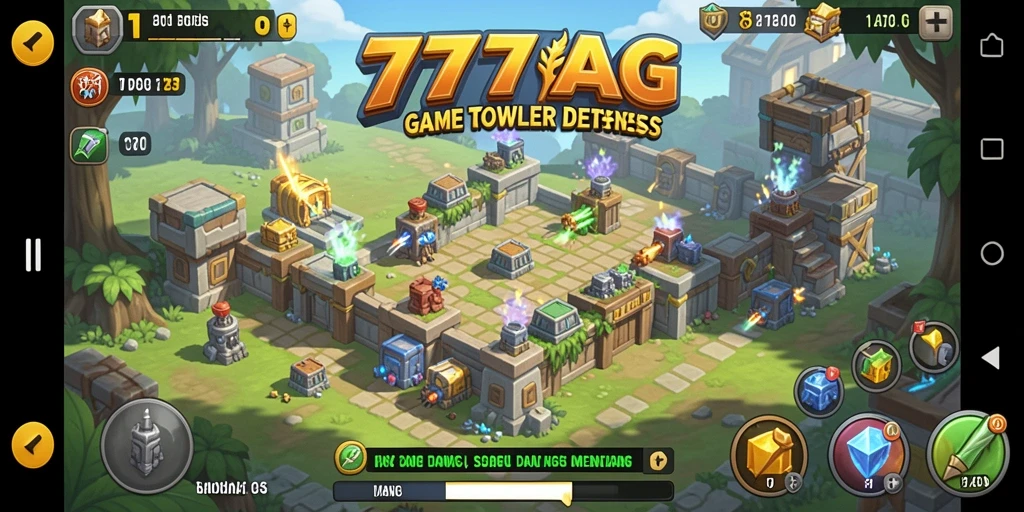 Screenshot 777AG menampilkan aksi intens dalam permainan Tower Defense.