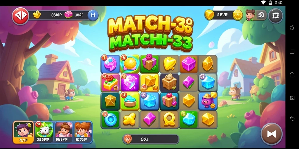 Tangkapan layar menampilkan gameplay seru dalam permainan Match-3.