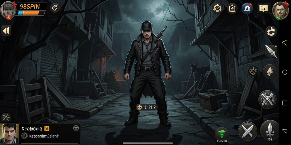 Screenshot gameplay 98SPIN dengan suasana horror yang mencekam.