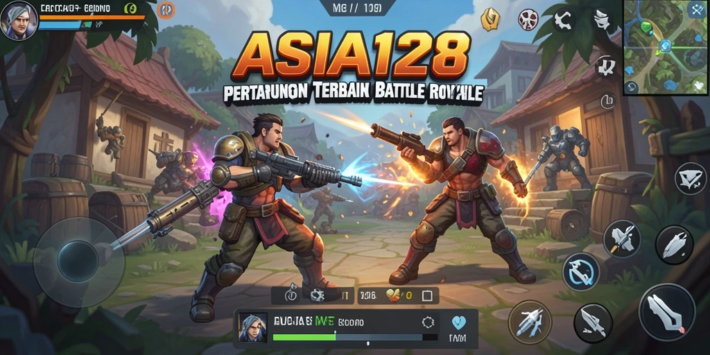 Capture dari gameplay ASIA128 menampilkan aksi Battle Royale yang mendebarkan.
