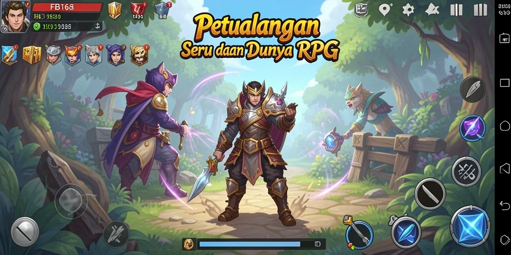 Gameplay seru FB168 menampilkan pertarungan karakter dalam dunia RPG.
