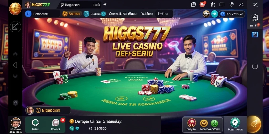 Screenshot HIGGS777 menunjukkan dealer live yang interaktif dan seru dalam permainan.