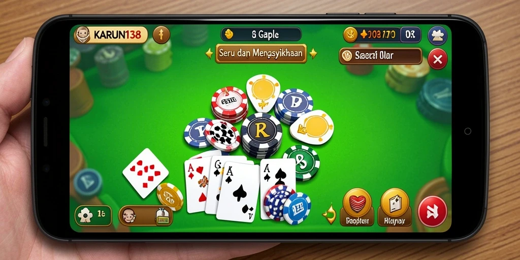 Screenshot menunjukkan gameplay yang mendebarkan dan interaksi antar pemain Gaple.