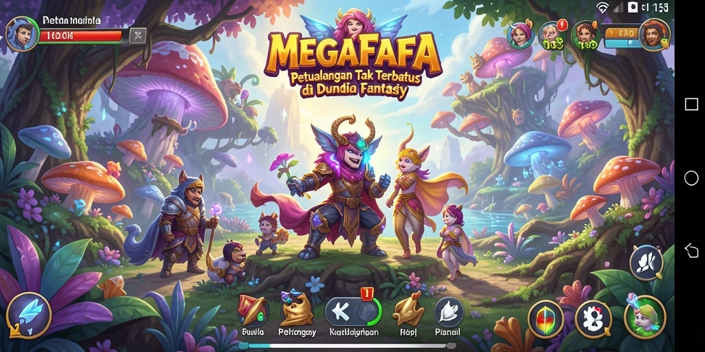 Tangkapan layar utama MEGAFAFA menampilkan aksi pertarungan yang seru dan dinamis.