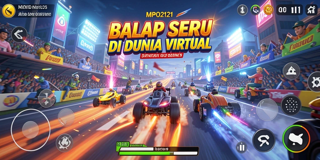 Tampilan gameplay MPO2121 dengan aksi balapan yang mendebarkan.