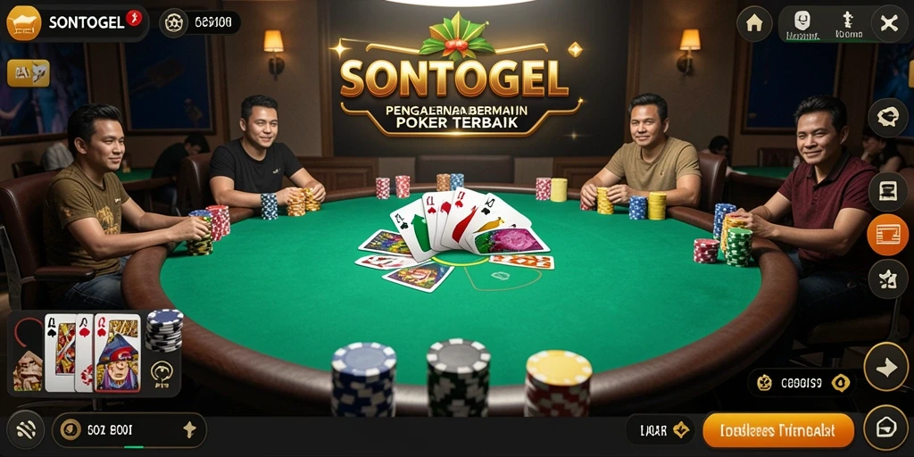 Screenshot gameplay SONTOGEL menampilkan suasana poker yang mendebarkan.