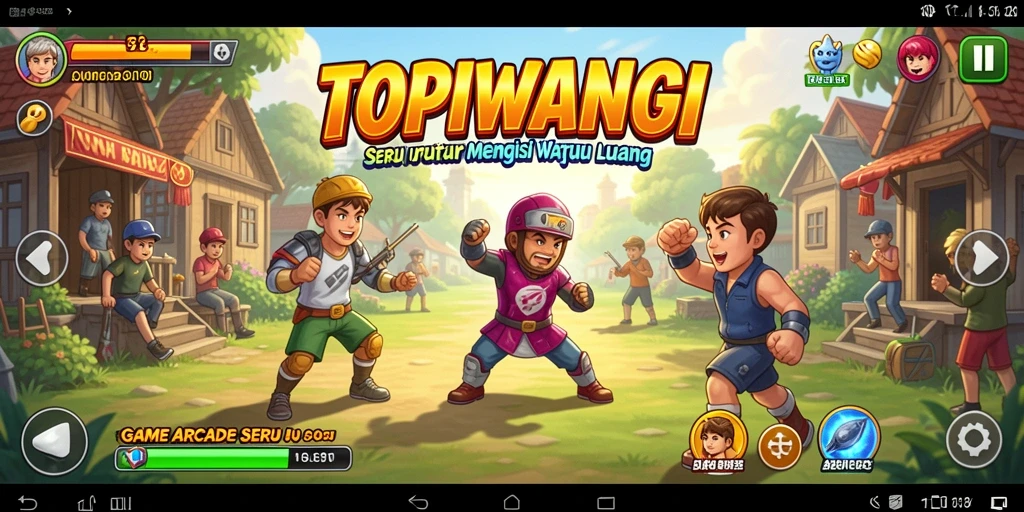Screenshot utama TOPIWANGI menampilkan aksi gameplay Arcade yang seru.