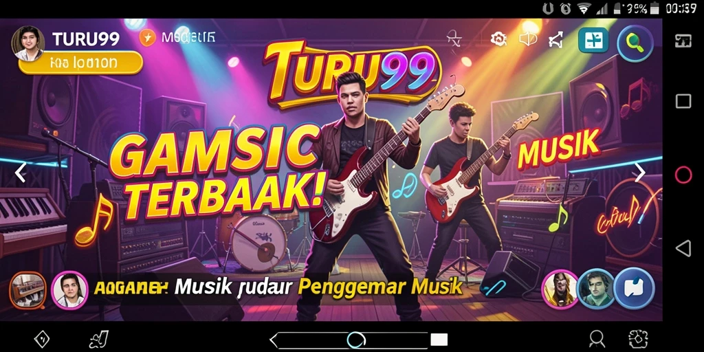 Screenshot utama TURU99 menampilkan pengalaman mendengarkan musik yang interaktif dan menyenangkan.