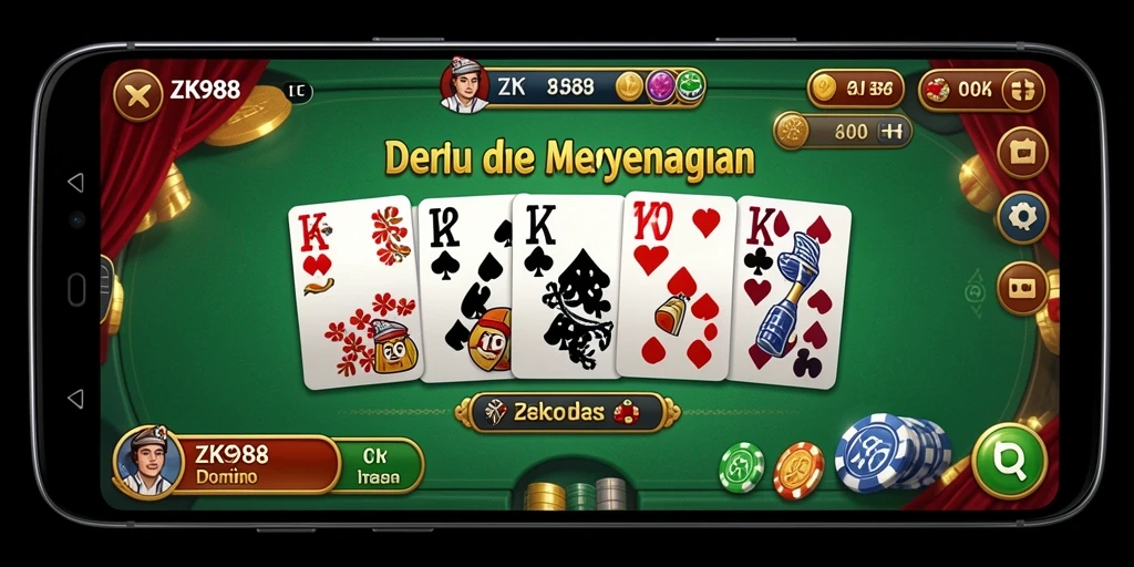 Screenshot gameplay ZK988 yang menunjukkan aksi seru permainan Domino.